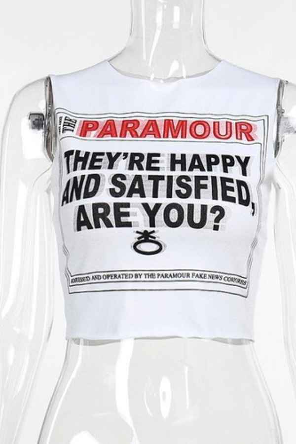 Letter Print Front Sleeveless Crop Top Streetwear image 4