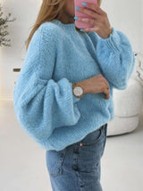 Cozy Knit Sweater with Ribbed Details - S, Blue image