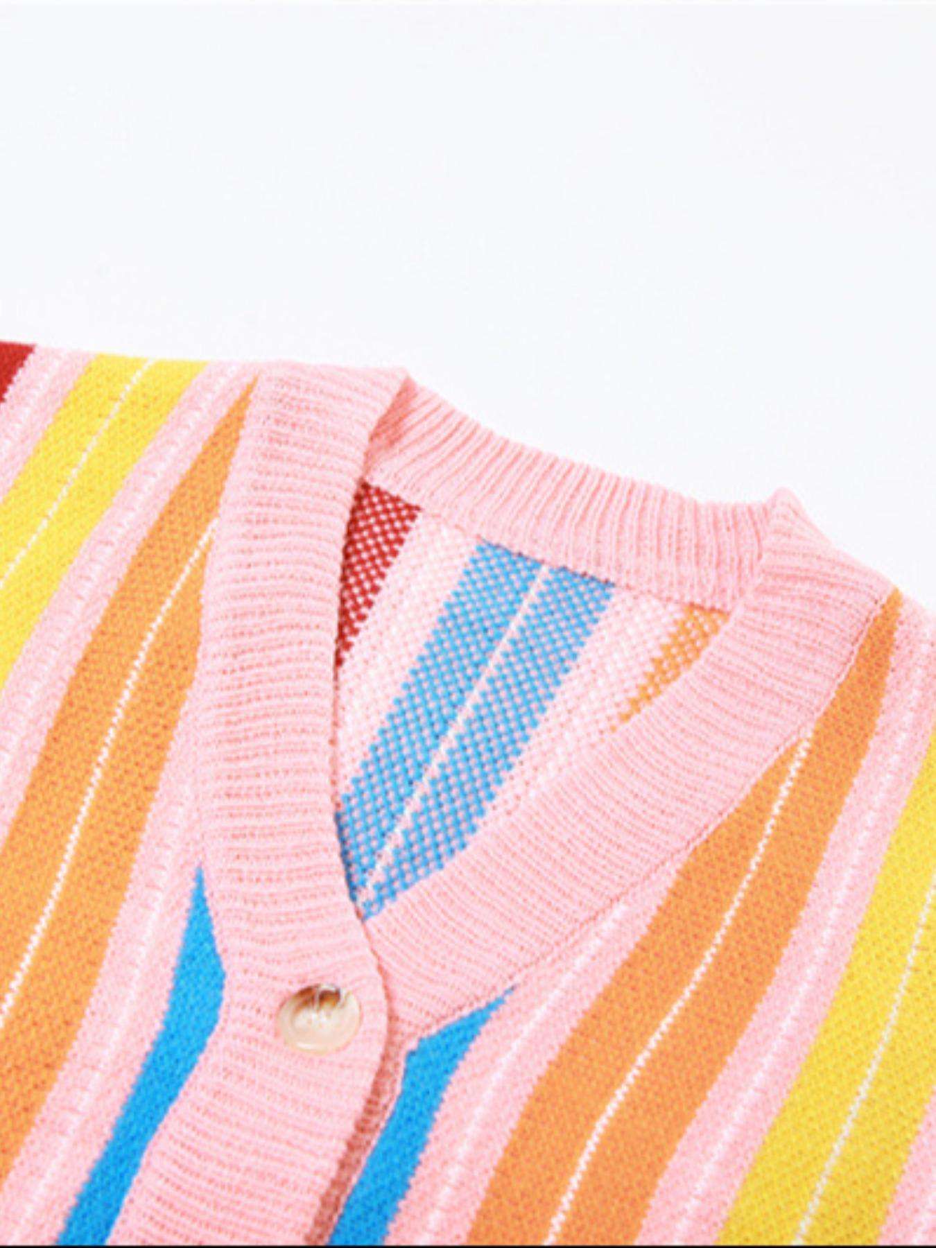 Colorful Striped Knit Cardigan Jacket image 5