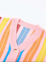 Colorful Striped Knit Cardigan Jacket image 5