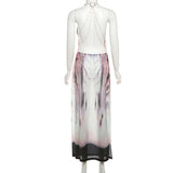 Elegant Tie-Dye Maxi Dress with Halter Neck image 6