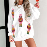 Nutcracker Graphic Holiday Sweater - L, White image