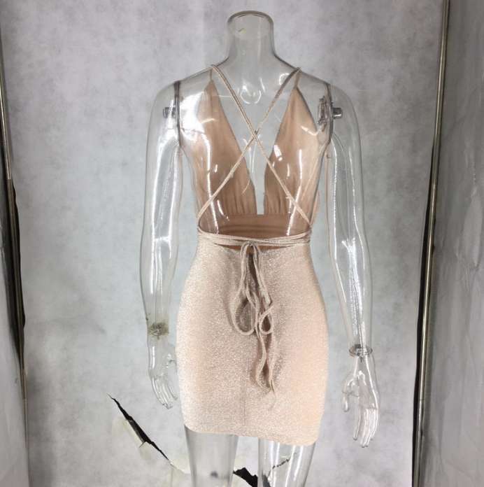 Sparkle Deep-V Bodycon Dress image 3