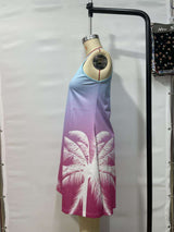 Colorful Gradient Palm Print Sleeveless Dress image 2