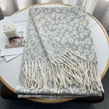 Super Soft Leopard Print Scarf Blanket Wrap - Free Size, Light Grey image