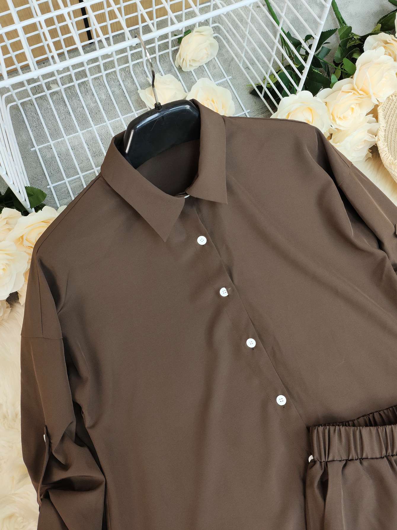 Button-Down Shirt and Wide-Leg Pants Set image 5