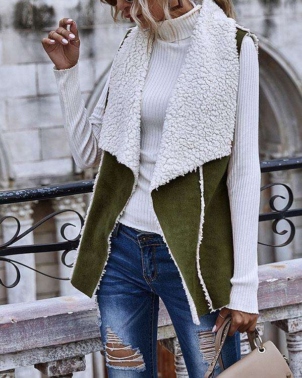 Cozy Chic Sherpa Vest - L, Green image