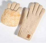 Cozy Knit Gloves with Faux Fur Cuff