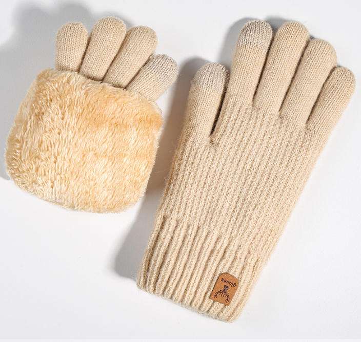 Cozy Knit Gloves with Faux Fur Cuff