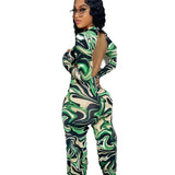 Marble Print Long Sleeve Jumpsuit image 2