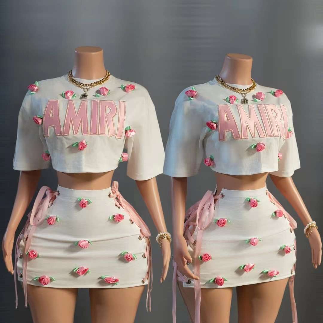 Crop Top & Mini Skirt Co-Ord Set - S, White image