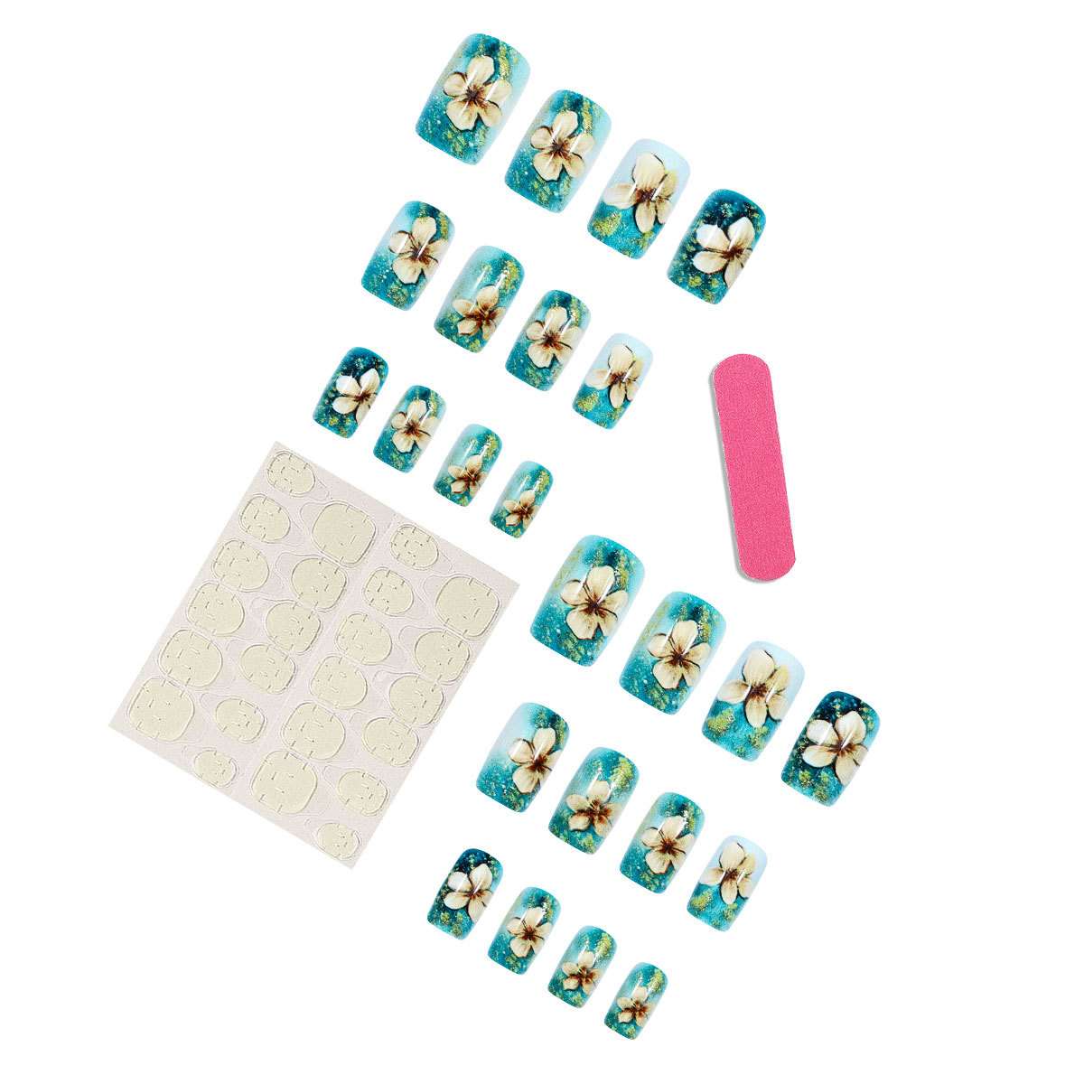 Elegant Gel Nails with Floral Accent image 3