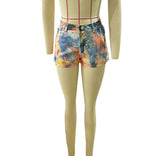 Multicolor Abstract Print High-Waist Shorts image 5