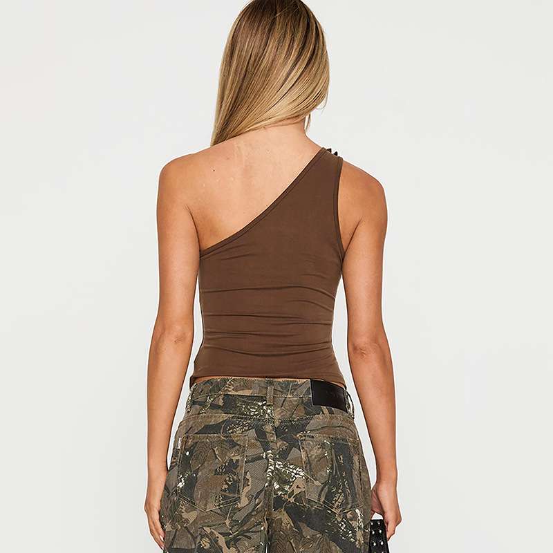 Asymmetrical One-Shoulder Ruffled Tank Top image 2
