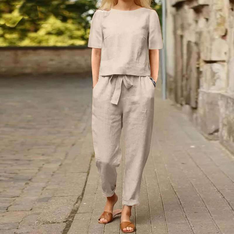 Short Sleeve Top & Drawstring Pants Set image 2