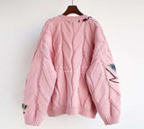 Embroidered Cable-Knit Cardigan Jacket image 3