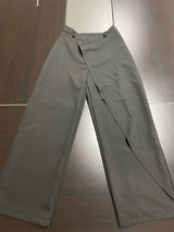 High waist loose pants with patchwork buttons image 4