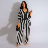 Monochrome Stripes Crochet Top and Pants Set image 4
