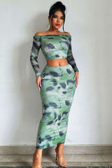 Camouflage Off-Shoulder Two-Piece Set image 1