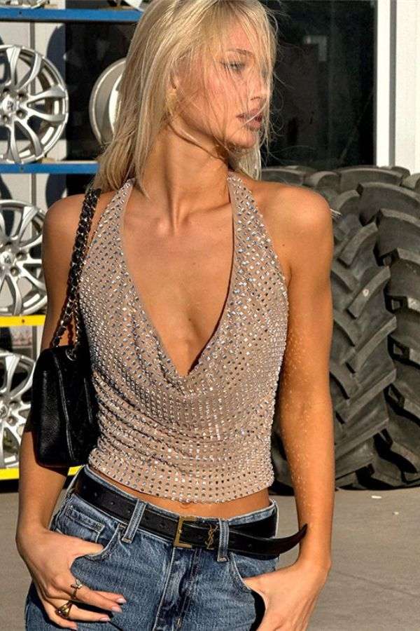 Sparkling Cowl Neck Tank Top image 1