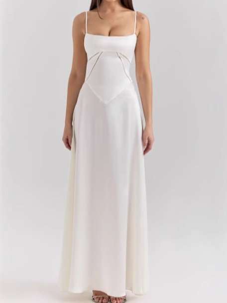 Elegant White Maxi Dress - M, White image