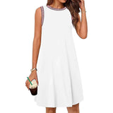 Contrast Casual Sleeveless A-Line Dress - S, White image