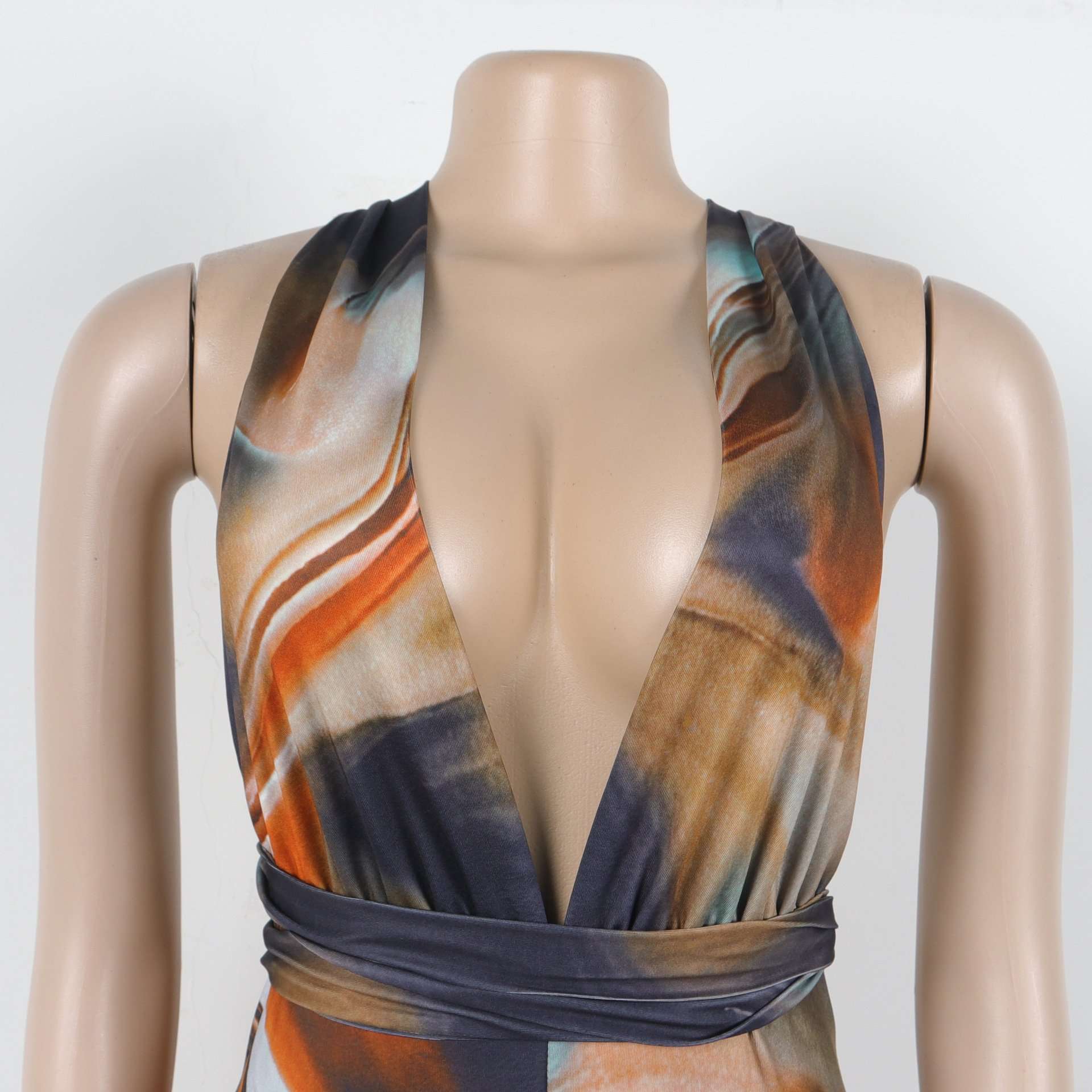 Multicolor Abstract Wrap Jumpsuit image 5