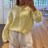 Button Down Long Sleeve Cardigan - S, Yellow image