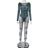 Tribal Illusion Mesh Bodysuit & Legging Set image 2