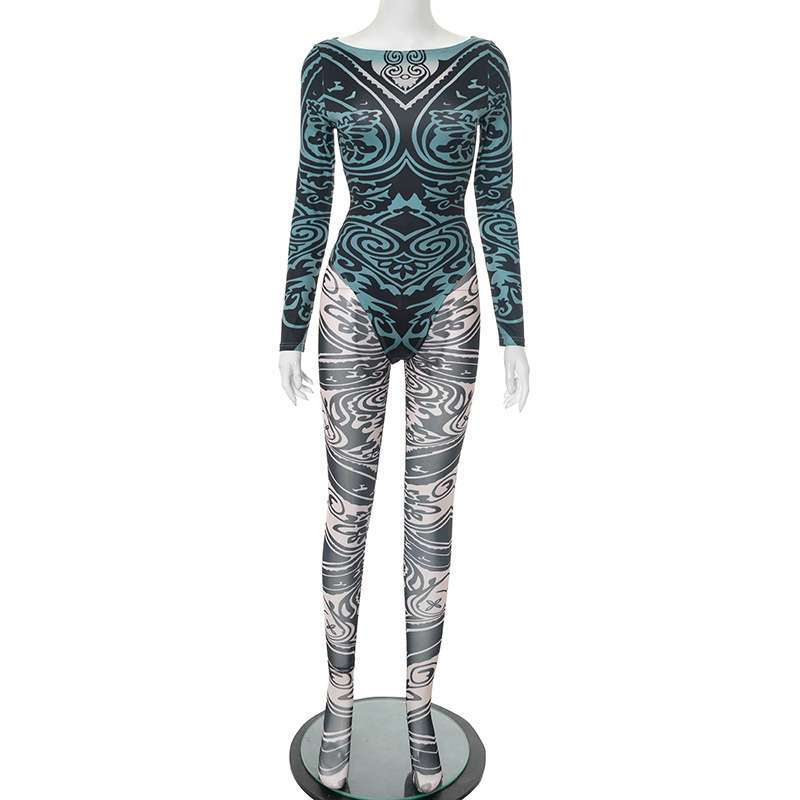Tribal Illusion Mesh Bodysuit & Legging Set image 2