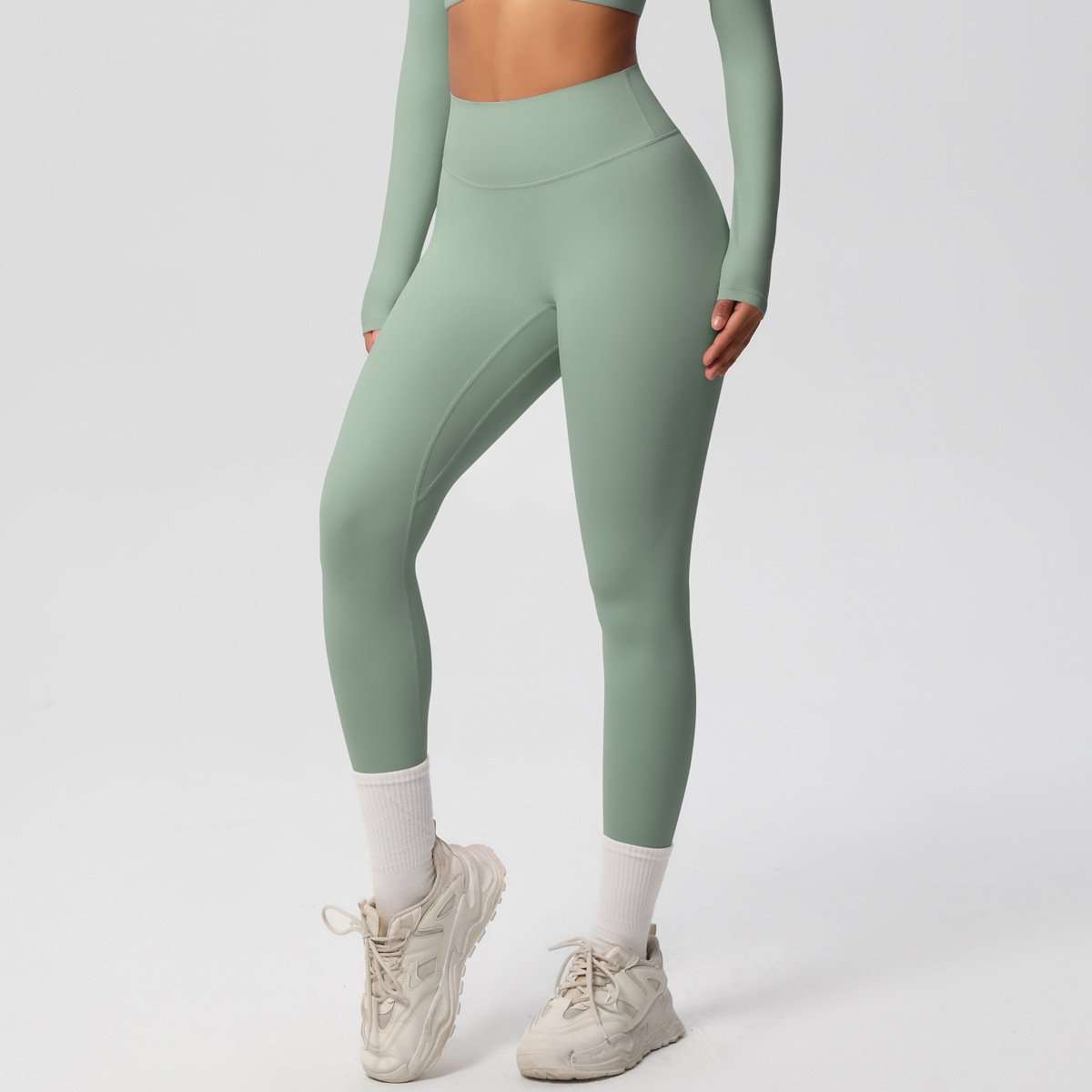Womens Tights Sports Gym Wear Yoga Pants - M, Tea Green image