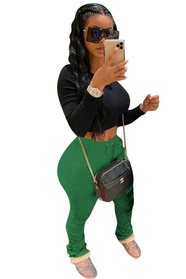 Solid Patchwork Pencil Pants image 0