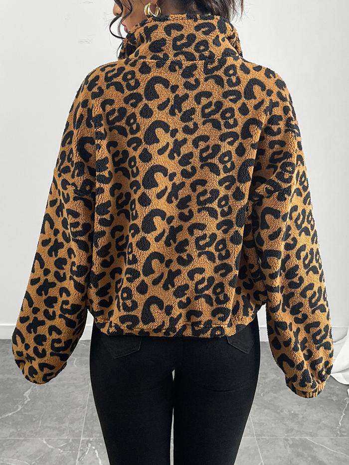 Leopard Print Zip up Casual Jacket image 2