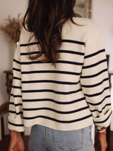 Classic Striped Button-Up Sweater image 3