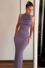 Sexy HalterNeck Ruffled Open Back Sleeveless Maxi Dress image 0