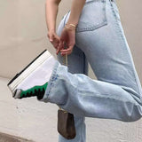 Light Wash High-Waisted Straight-Leg Jeans image 2