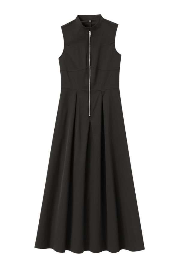 Sleeveless Zip-Front Midi Dress image 0