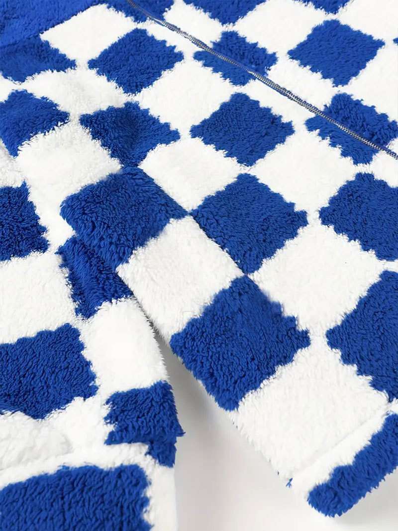Blue Checkered Fleece Jacket image 5