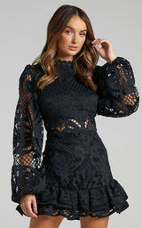 Vibrant Lace Dress with Ruffle Hem image 5