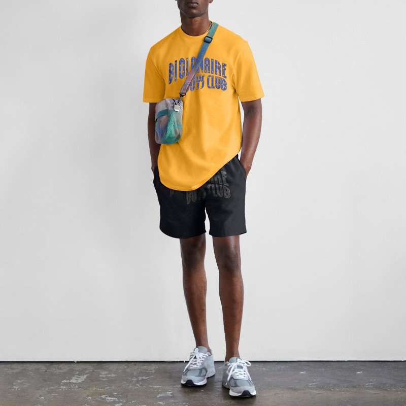 Mens Graphic Tee & Shorts Streetwear Set - L, Yellow image