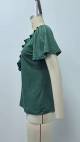Ruffled V-Neck Short-Sleeve Top image 7