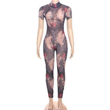 Print Mesh Bodycon  Jumpsuit image 4