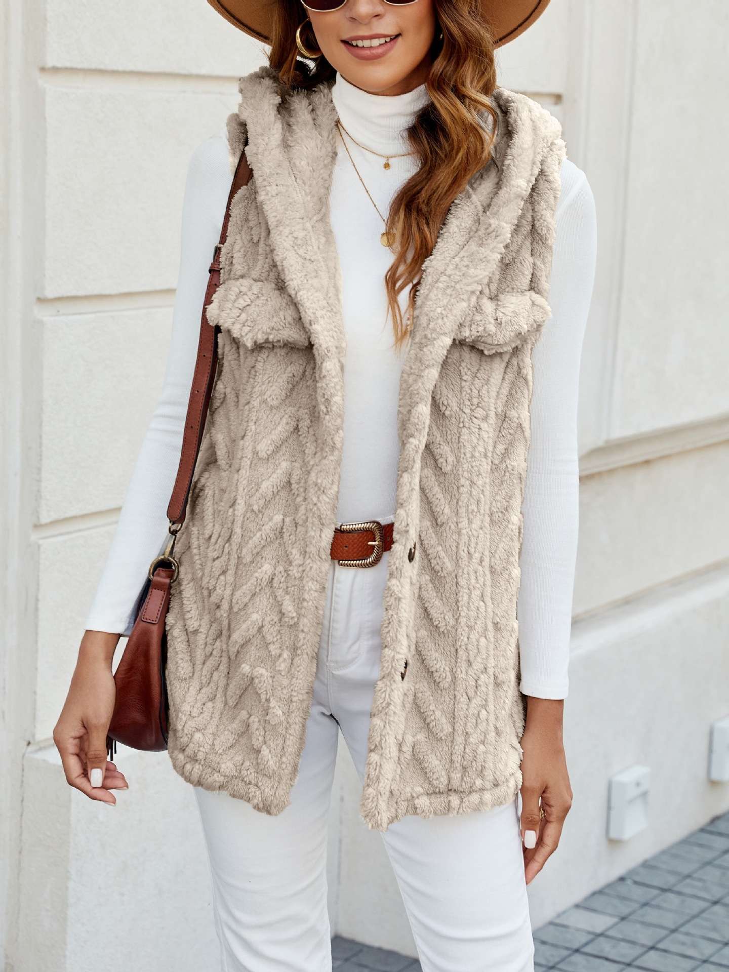 Winter Dreams Faux Fur Vest - S, Beige image