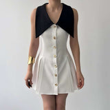 Sleeveless Dress with Button Details - M, White image