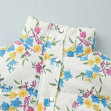 Floral Pattern Puffer Jacket with High Collar image 5