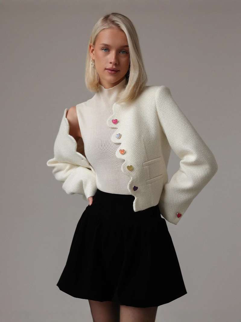 Chic Cardigan with Heart Details image 2