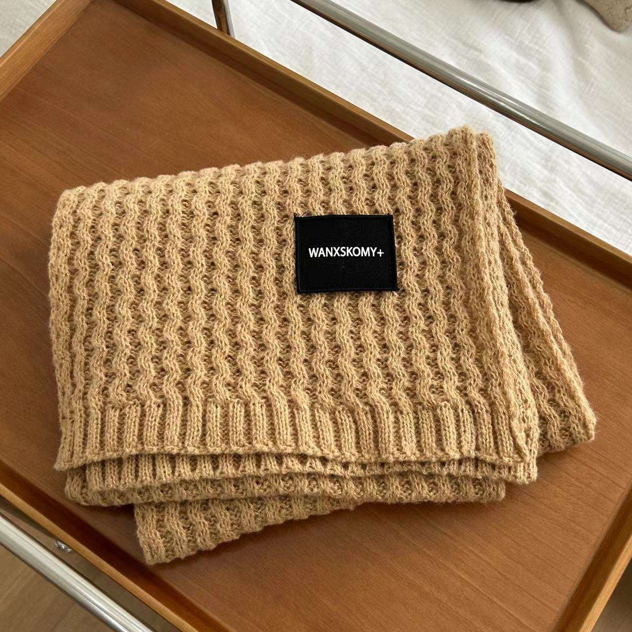 Solid Knitted Warn Winter Scarf image 2