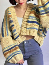 Colorful Chunky Cropped Cardigan Jacket image 1