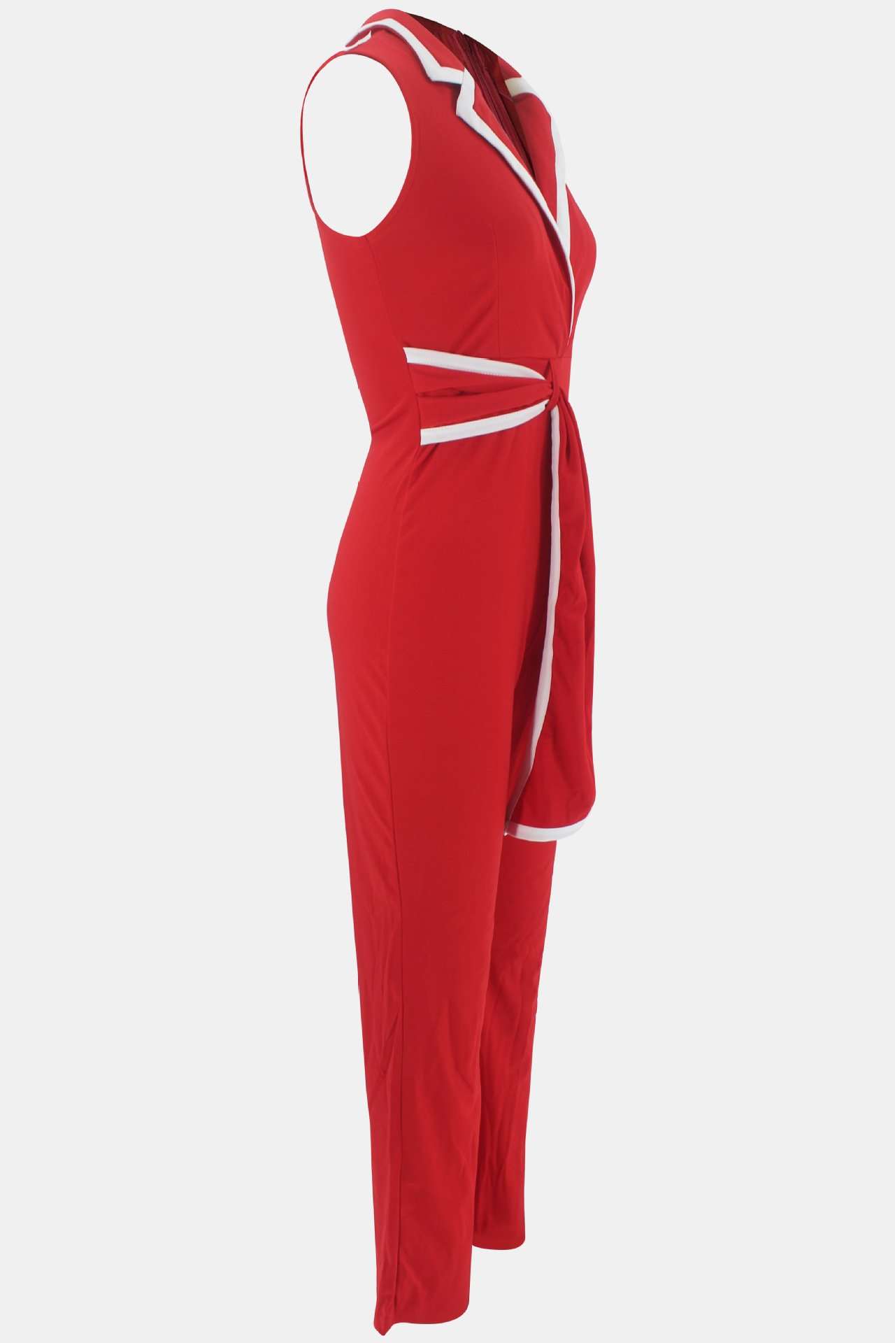 Sleeveless Wrap Jumpsuit with Trim image 6