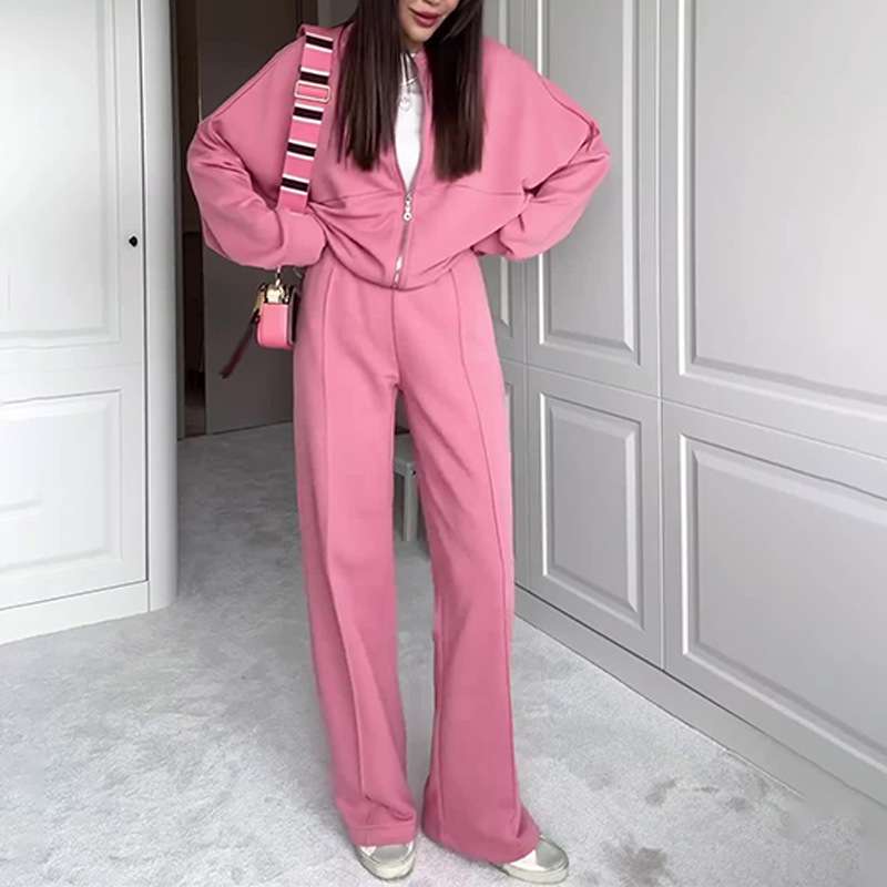 Stylish Two-Piece Tracksuit Set - S, Strawberry Ice Pink image